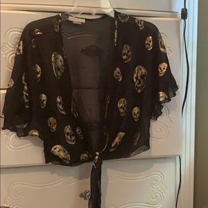 Gold skull black blouse